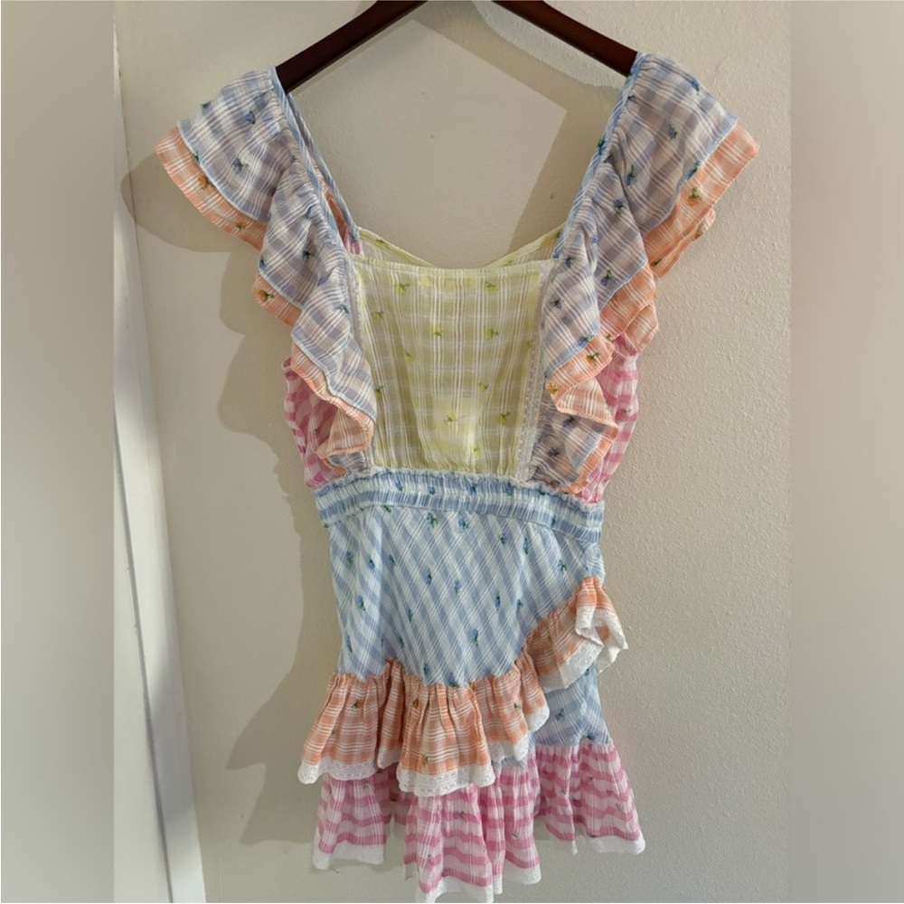 LoveShackFancy Leon Multicolor Ruffle Mini Dress - Picture 3 of 5